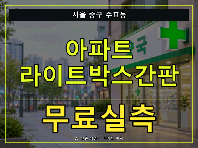 서울 중구 수표동 아파트 라이트박스간판 무료실측 안내 썸네일 · AI 연출 배경