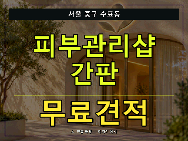 서울 중구 수표동 피부관리샵 간판 무료견적 안내 썸네일 · AI 연출 배경