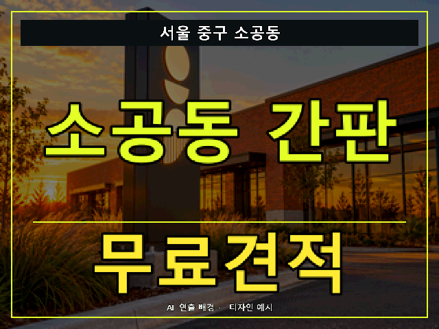 서울 중구 소공동 간판 제작 무료견적 안내 썸네일 · AI 연출 배경