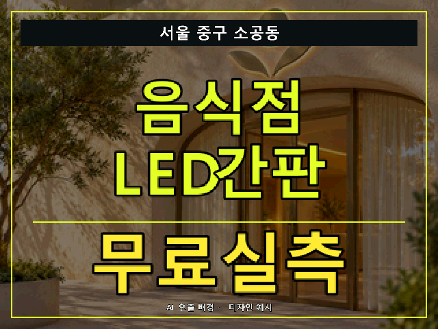 서울 중구 소공동 음식점 LED간판 무료실측 안내 썸네일 · AI 연출 배경