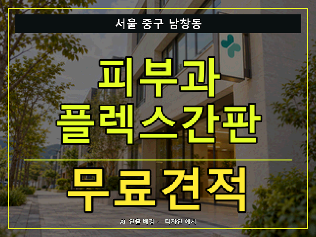 서울 중구 남창동 피부과 플렉스간판 무료견적 안내 썸네일 · AI 연출 배경