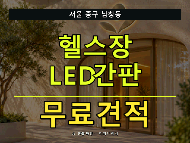 서울 중구 남창동 헬스장 LED간판 무료견적 안내 썸네일 · AI 연출 배경