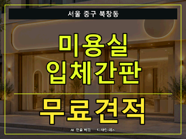 서울 중구 북창동 미용실 입체간판 무료견적 안내 썸네일 · AI 연출 배경