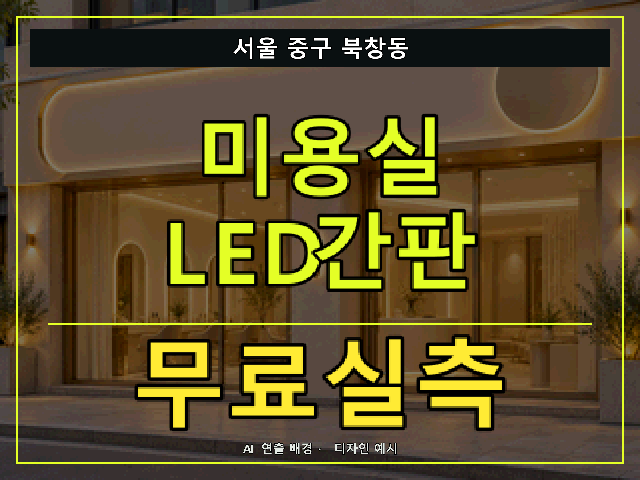 서울 중구 북창동 미용실 LED간판 무료실측 안내 썸네일 · AI 연출 배경