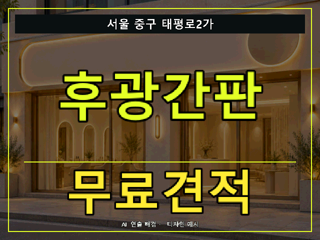 서울 중구 태평로2가 후광간판 무료견적 안내 썸네일 · AI 연출 배경
