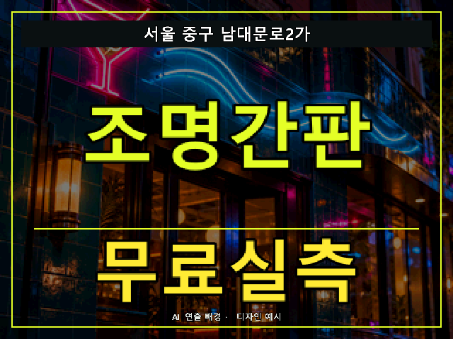 서울 중구 남대문로2가 조명간판 무료실측 안내 썸네일 · AI 연출 배경