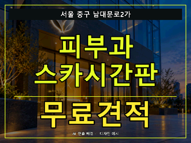 서울 중구 남대문로2가 피부과 스카시간판 무료견적 안내 썸네일 · AI 연출 배경
