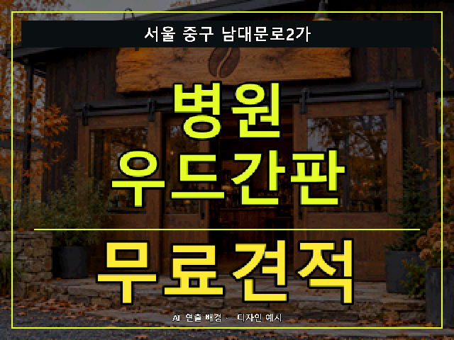 서울 중구 남대문로2가 병원 우드간판 무료견적 안내 썸네일 · AI 연출 배경