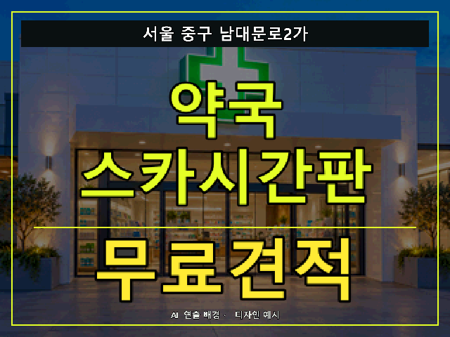 서울 중구 남대문로2가 약국 스카시간판 무료견적 안내 썸네일 · AI 연출 배경