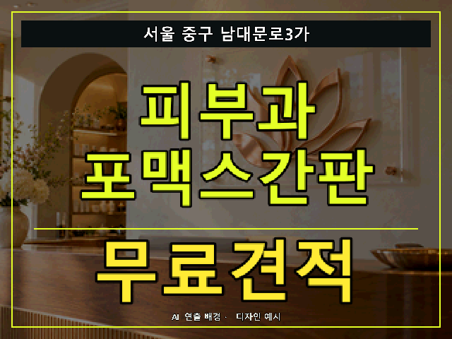 서울 중구 남대문로3가 피부과 포맥스간판 무료견적 안내 썸네일 · AI 연출 배경