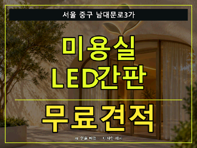 서울 중구 남대문로3가 미용실 LED간판 무료견적 안내 썸네일 · AI 연출 배경