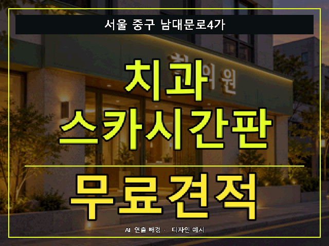 서울 중구 남대문로4가 치과 스카시간판 무료견적 안내 썸네일 · AI 연출 배경