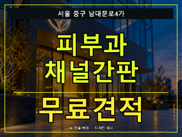 서울 중구 남대문로4가 피부과 채널간판 무료견적 안내 썸네일 · AI 연출 배경