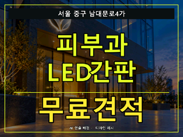 서울 중구 남대문로4가 피부과 LED간판 무료견적 안내 썸네일 · AI 연출 배경