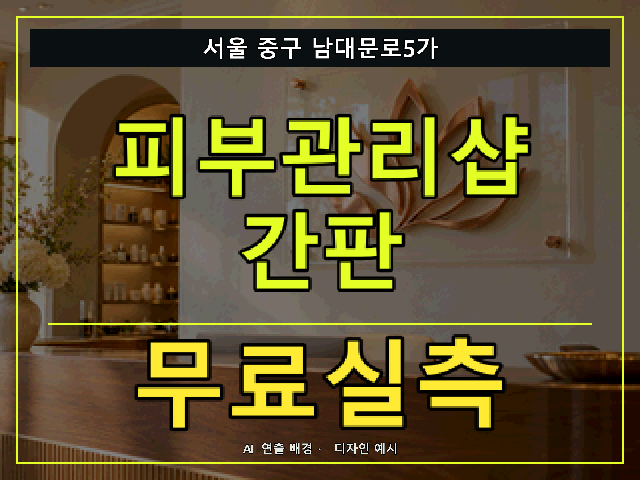 서울 중구 남대문로5가 피부관리샵 간판 무료실측 안내 썸네일 · AI 연출 배경