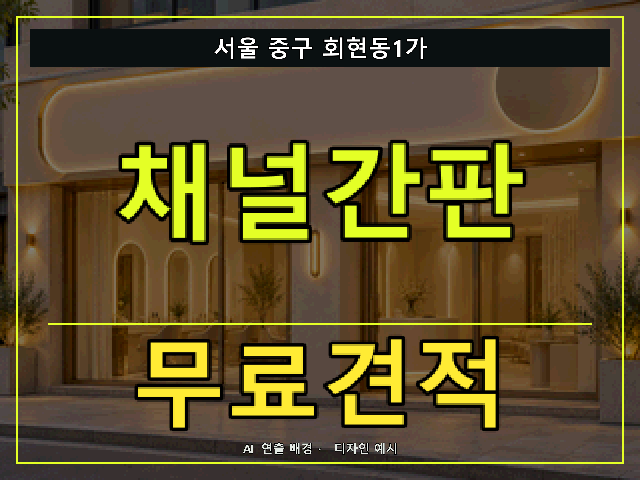 서울 중구 회현동1가 채널간판 무료견적 안내 썸네일 · AI 연출 배경