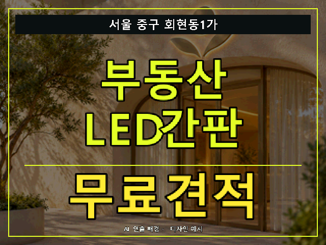 서울 중구 회현동1가 부동산 LED간판 무료견적 안내 썸네일 · AI 연출 배경