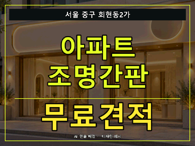 서울 중구 회현동2가 아파트 조명간판 무료견적 안내 썸네일 · AI 연출 배경