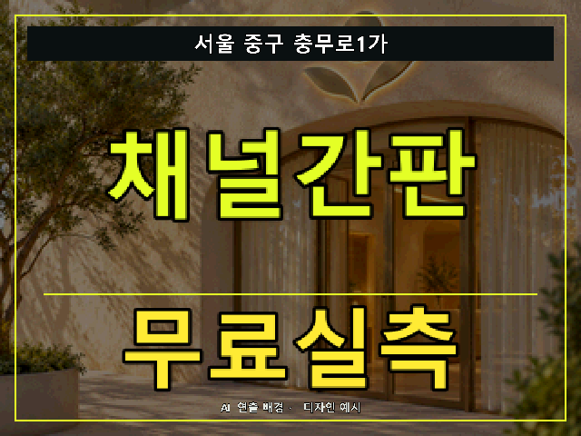서울 중구 충무로1가 채널간판 무료실측 안내 썸네일 · AI 연출 배경
