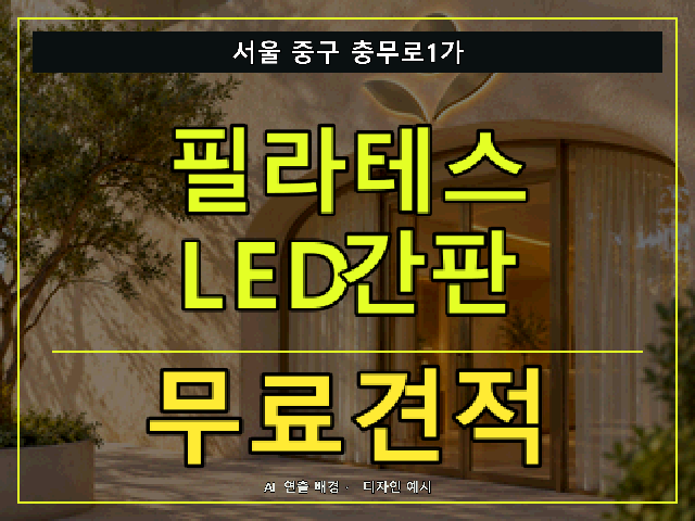 서울 중구 충무로1가 필라테스 LED간판 무료견적 안내 썸네일 · AI 연출 배경