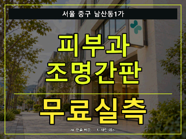 서울 중구 남산동1가 피부과 조명간판 무료실측 안내 썸네일 · AI 연출 배경