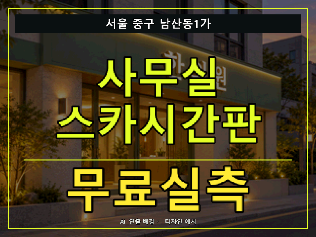 서울 중구 남산동1가 사무실 스카시간판 무료실측 안내 썸네일 · AI 연출 배경