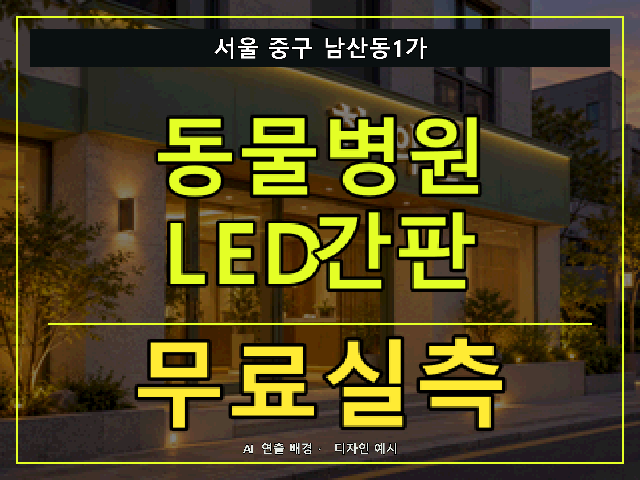 서울 중구 남산동1가 동물병원 LED간판 무료실측 안내 썸네일 · AI 연출 배경