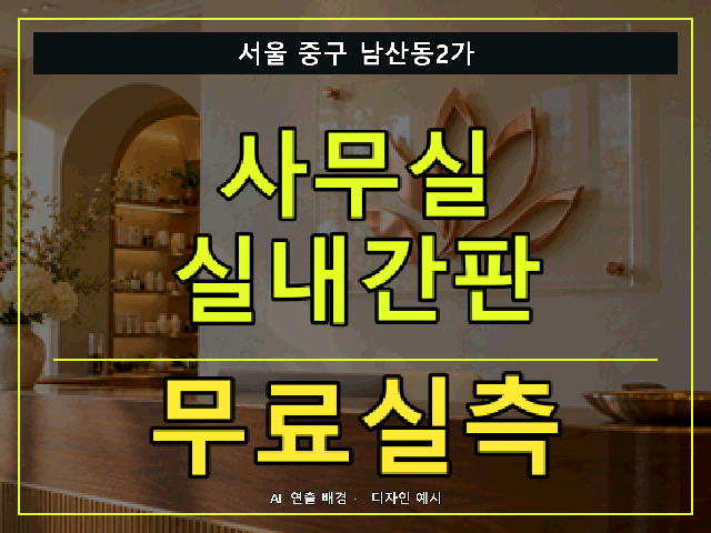 서울 중구 남산동2가 사무실 실내간판 무료실측 안내 썸네일 · AI 연출 배경