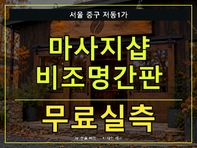 서울 중구 저동1가 마사지샵 비조명간판 무료실측 안내 썸네일 · AI 연출 배경