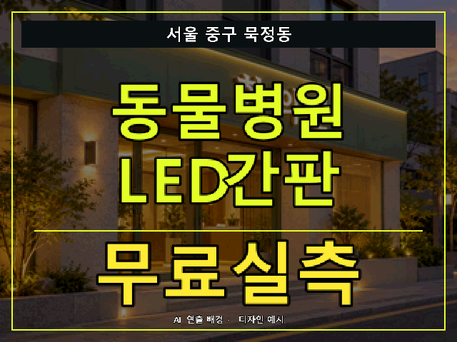 서울 중구 묵정동 동물병원 LED간판 무료실측 안내 썸네일 · AI 연출 배경