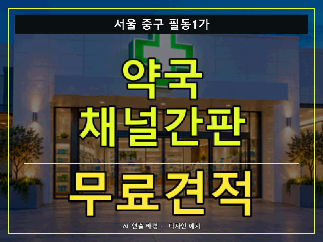 서울 중구 필동1가 약국 채널간판 무료견적 안내 썸네일 · AI 연출 배경