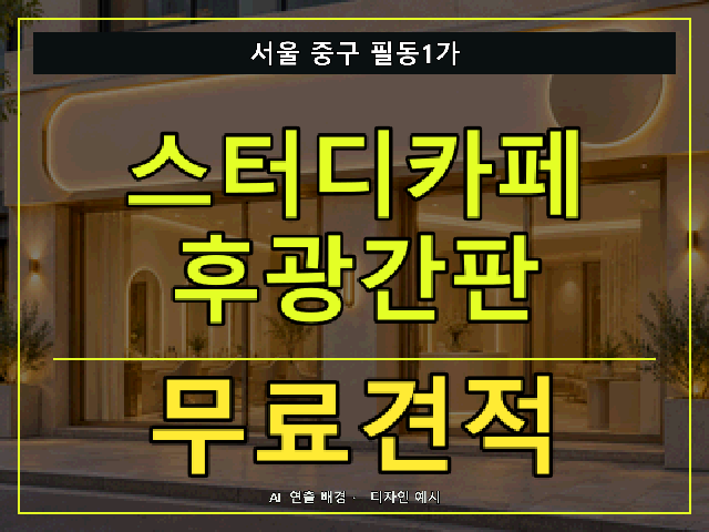 서울 중구 필동1가 스터디카페 후광간판 무료견적 안내 썸네일 · AI 연출 배경