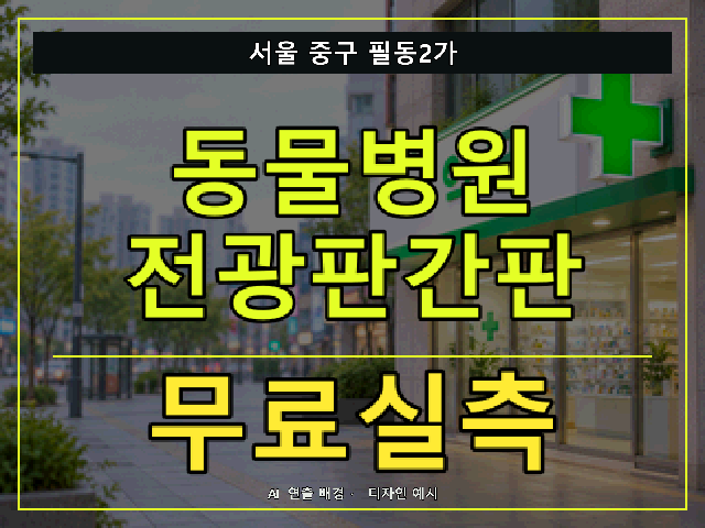 서울 중구 필동2가 동물병원 전광판간판 무료실측 안내 썸네일 · AI 연출 배경