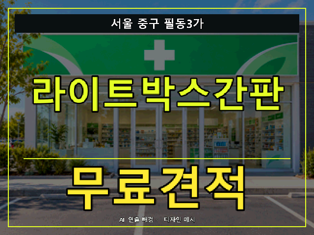 서울 중구 필동3가 라이트박스간판 무료견적 안내 썸네일 · AI 연출 배경