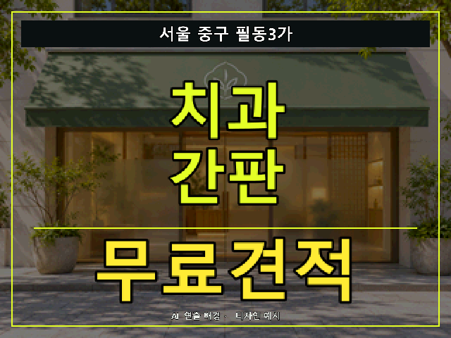 서울 중구 필동3가 치과 간판 무료견적 안내 썸네일 · AI 연출 배경