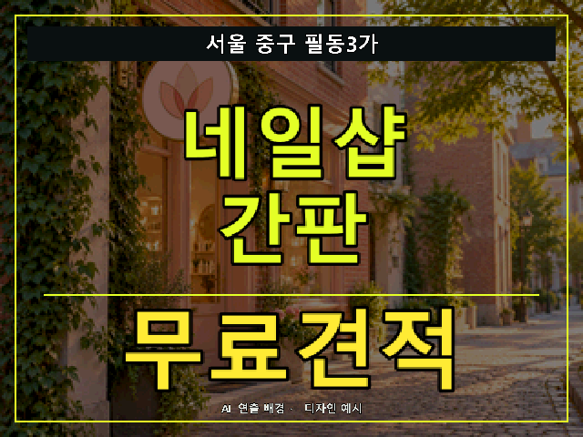 서울 중구 필동3가 네일샵 간판 무료견적 안내 썸네일 · AI 연출 배경