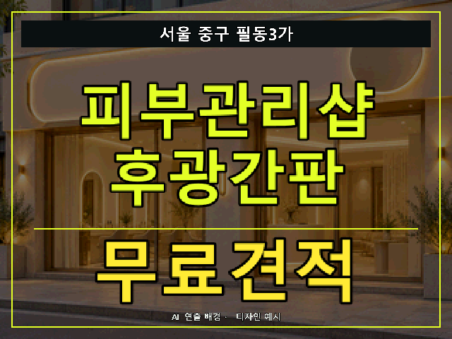 서울 중구 필동3가 피부관리샵 후광간판 무료견적 안내 썸네일 · AI 연출 배경