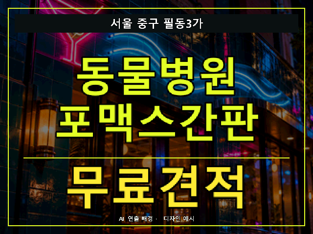 서울 중구 필동3가 동물병원 포맥스간판 무료견적 안내 썸네일 · AI 연출 배경