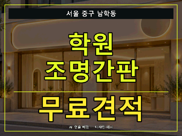 서울 중구 남학동 학원 조명간판 무료견적 안내 썸네일 · AI 연출 배경