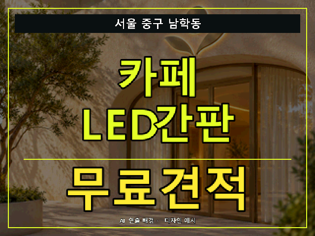 서울 중구 남학동 카페 LED간판 무료견적 안내 썸네일 · AI 연출 배경