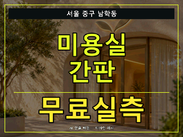 서울 중구 남학동 미용실 간판 무료실측 안내 썸네일 · AI 연출 배경