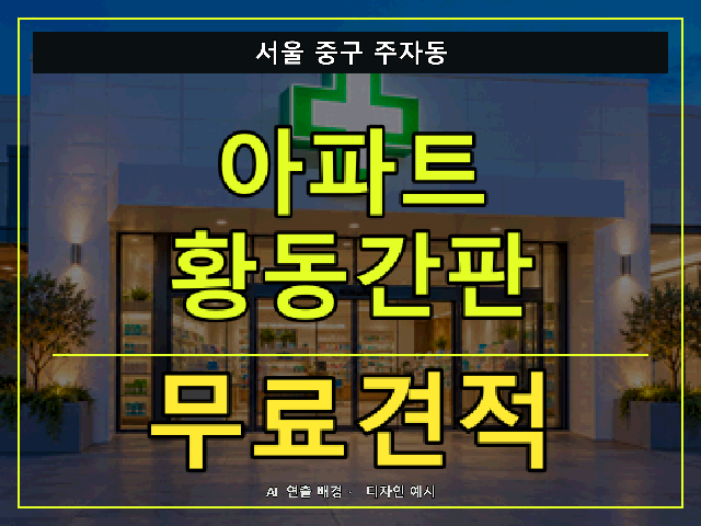 서울 중구 주자동 아파트 황동간판 무료견적 안내 썸네일 · AI 연출 배경