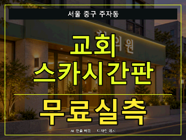 서울 중구 주자동 교회 스카시간판 무료실측 안내 썸네일 · AI 연출 배경