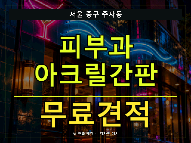 서울 중구 주자동 피부과 아크릴간판 무료견적 안내 썸네일 · AI 연출 배경