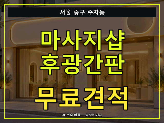 서울 중구 주자동 마사지샵 후광간판 무료견적 안내 썸네일 · AI 연출 배경