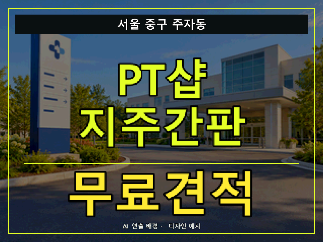 서울 중구 주자동 PT샵 지주간판 무료견적 안내 썸네일 · AI 연출 배경