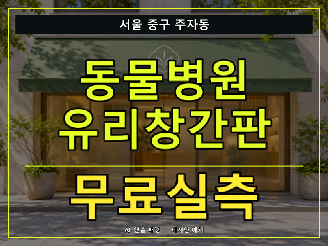 서울 중구 주자동 동물병원 유리창간판 무료실측 안내 썸네일 · AI 연출 배경