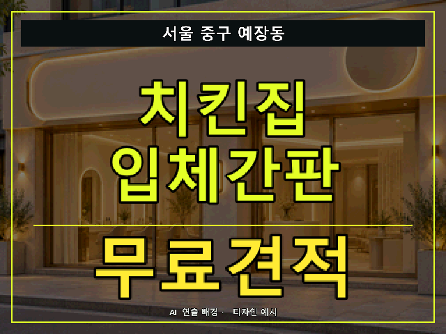 서울 중구 예장동 치킨집 입체간판 무료견적 안내 썸네일 · AI 연출 배경