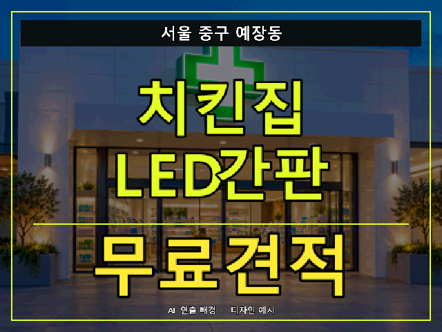 서울 중구 예장동 치킨집 LED간판 무료견적 안내 썸네일 · AI 연출 배경