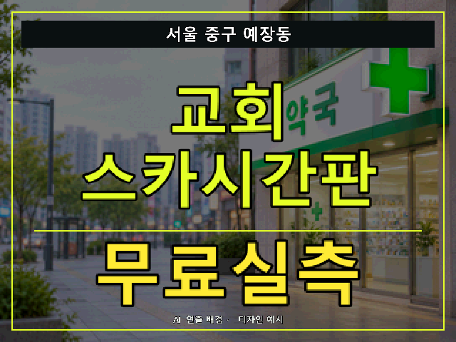 서울 중구 예장동 교회 스카시간판 무료실측 안내 썸네일 · AI 연출 배경